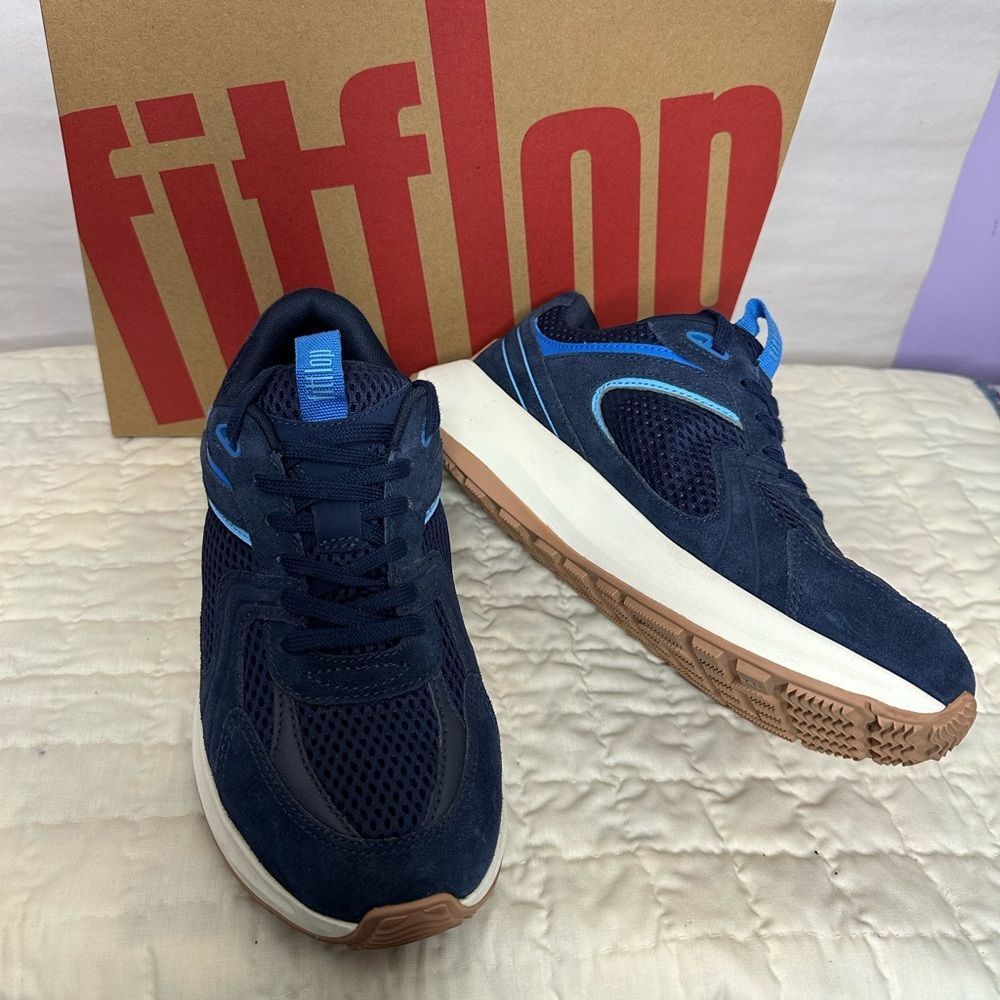F-Mode Flow Fit Flop Navy Sneakers. Sz 8